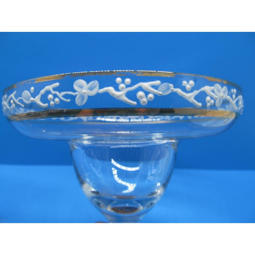 Margarita Cocktail Glasses Gold Trim White Floral Set of 2